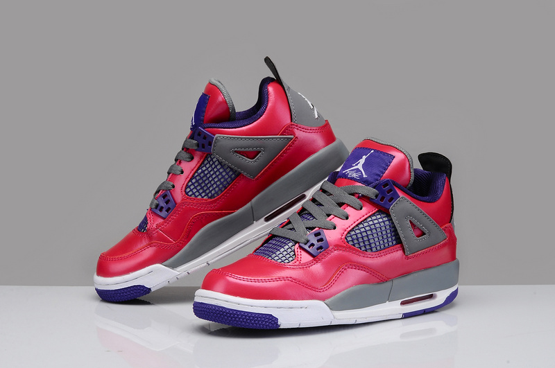 Air Jordan 4 Women Shoes Aaa Purple/Red/Gray Online